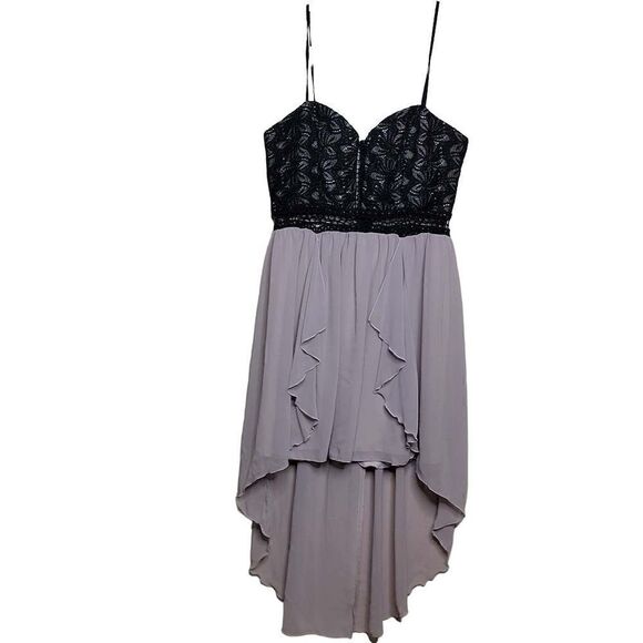 City Triangles High Low Lace Cutout Dress Black Pink Size 15 Juniors - Picture 1 of 15